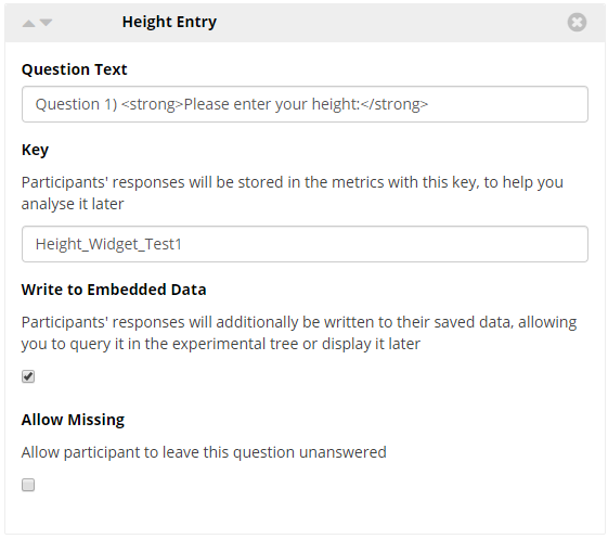 questionnaire widget height entry