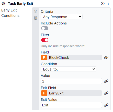 A screenshot of the Task Early Exit component settings.