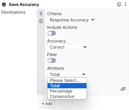 Screenshot of saving Accuracy data to Store fields